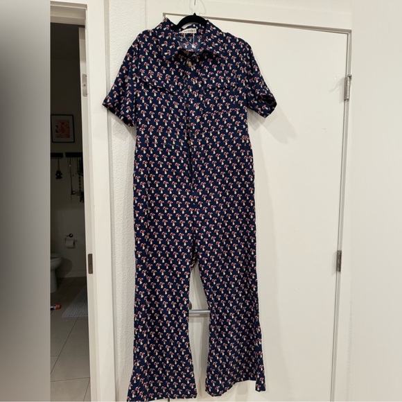 Vintage Style corduroy mushroom print jumpsuit - Picture 1 of 3